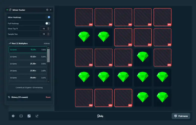 Mines Stats Tracker Interface